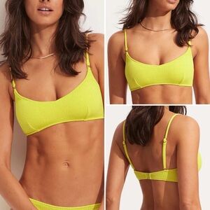 Seafolly Sea Dive Drawstring Neck Bralette Bikini Top In Wild Lime